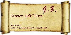 Glaser Bálint névjegykártya