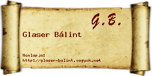 Glaser Bálint névjegykártya